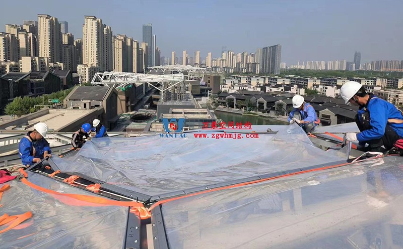 合肥文一塘溪津門天幕鋼結構及ETFE氣枕膜工程完工 合肥文一塘溪津門天幕鋼結構及ETFE氣枕膜工程完工