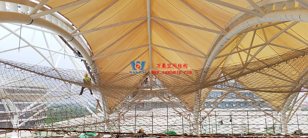 施工加速,這個PTFE膜結構天幕即將完工! 施工加速,這個PTFE膜結構天幕即將完工!